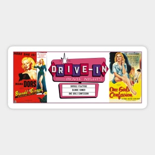 Drive-In Double Feature - Blonde Sinner & One Girl's Confession Sticker